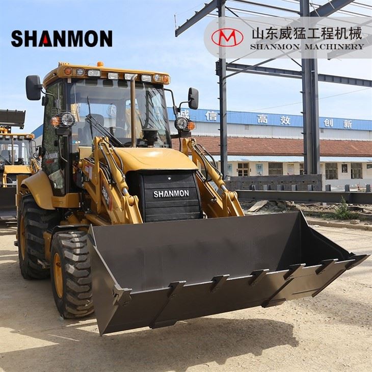 China Factory Manufacturer Shanmon 388T Backhoe Loader With Weichai Engine & Italy Carraro Transmission & Luxury ROPS FOPS Cabin For Sale